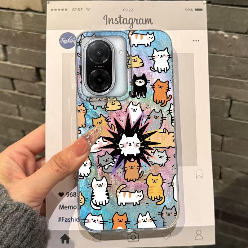 Gradient Rainbow Cat Cartoon Girls Case For Xiaomi Redmi Note 14 Pro 14C 13C 10 9A 9C 13 12 11 10S 9 8 Plus A5 A4 A3 A2 A1 Cover