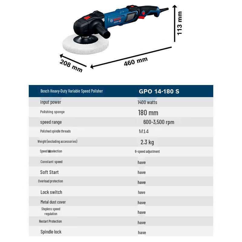 Bosch GPO14-180S Handheld Polisher CN Plug (adapter Included)