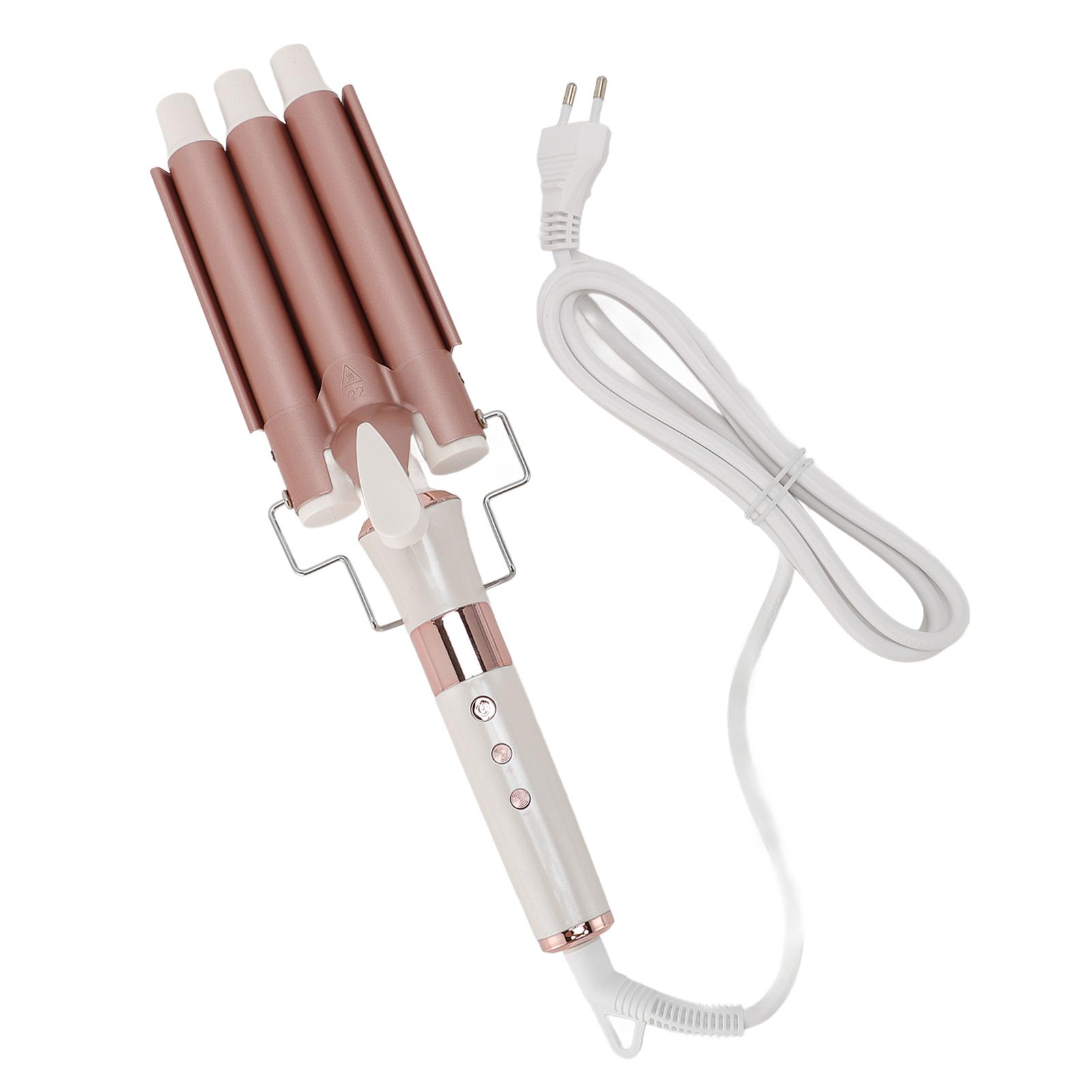 

3-ствольная плойка-палочка Быстрый нагрев ЖК-дисплей Нескользящая ручка Плойка для волос Вейвер для дома EU Plug