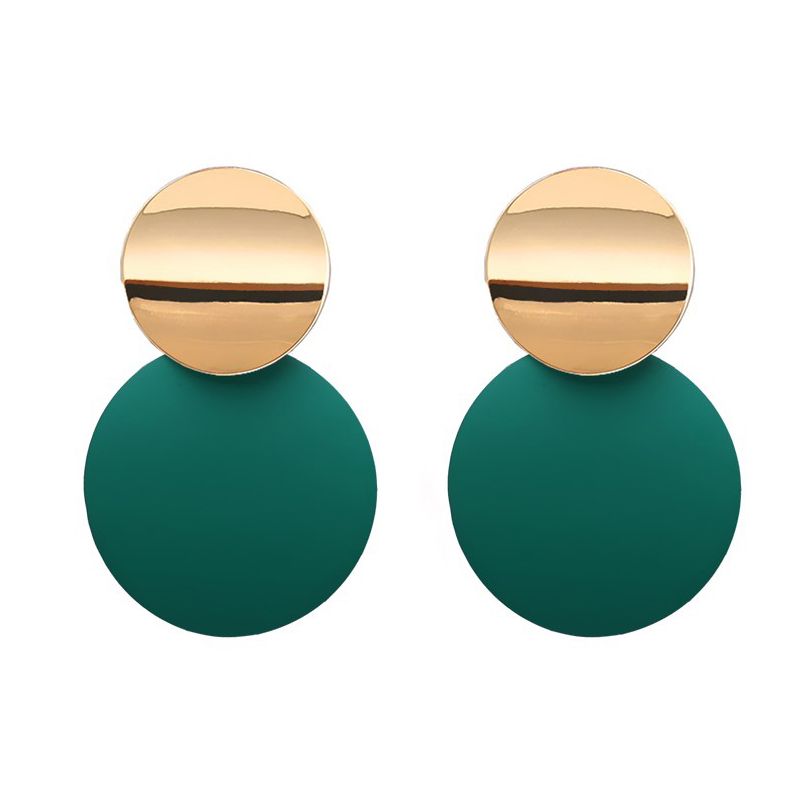 9 Colori Caramella Doppi Cerchi Pendenti in Metallo Charme alla Moda Geometria Lucida Paillettes Statement Brincos per Donne Gioielli Regalo