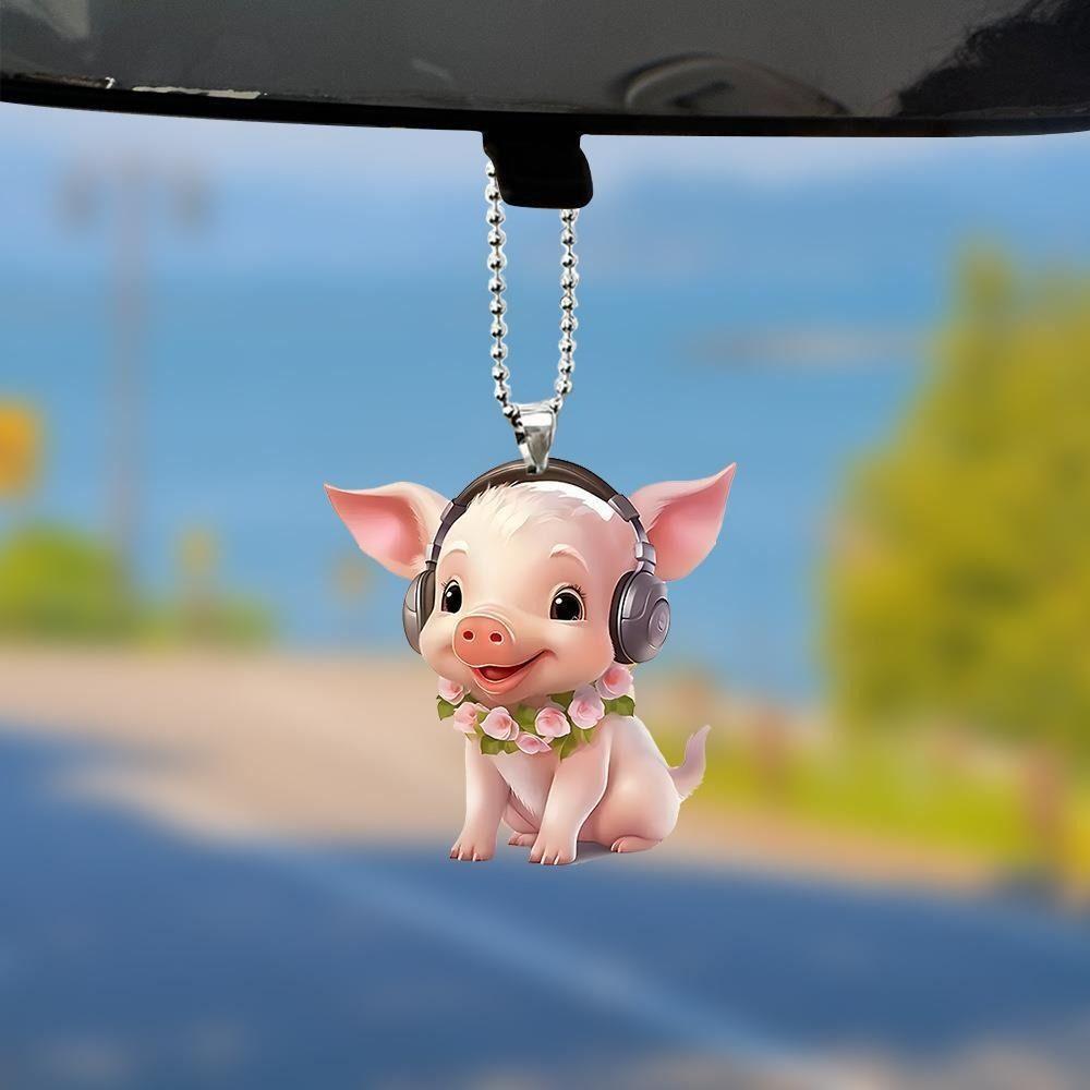 Acrylic Piglet Key Chain Piglet Shape Backpack Decoration Biker Pig Key Chain Pendant Car Interior