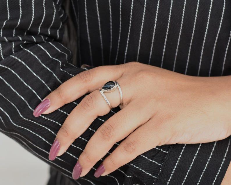 Black Onyx Gemstone Solid 925 Sterling Silver Handmade Boho Designer Wedding Gift Ring Jewelry Unique Gift