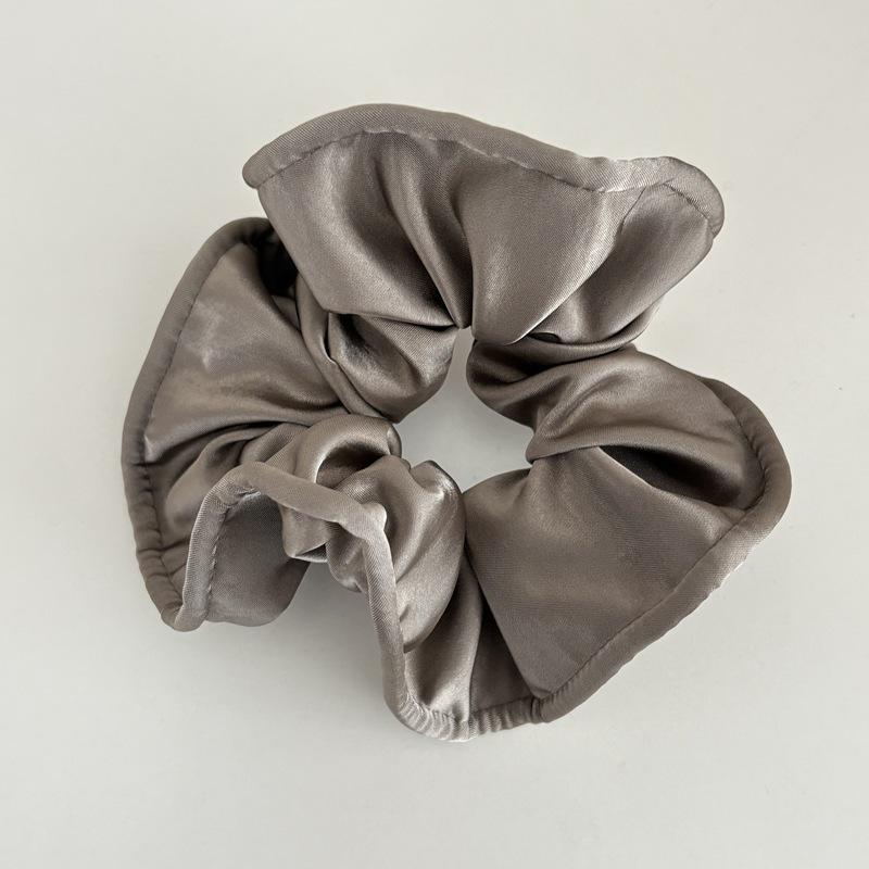 Korean Pearlescent Satin Ruffled Hair Tie with Crimped Edge - Large Size, Elegant Design кофейный