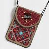 Bohemian Ethnic Shoulder Bag with Rice Beads, Shell Mobile Pocket, Floral PU Design, Women's Crossbody for Travel Photography.