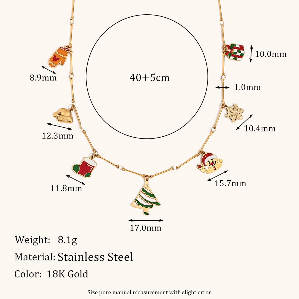 18K Gold-Plated Stainless Steel Holiday Bracelet & Christmas Pendant Necklace