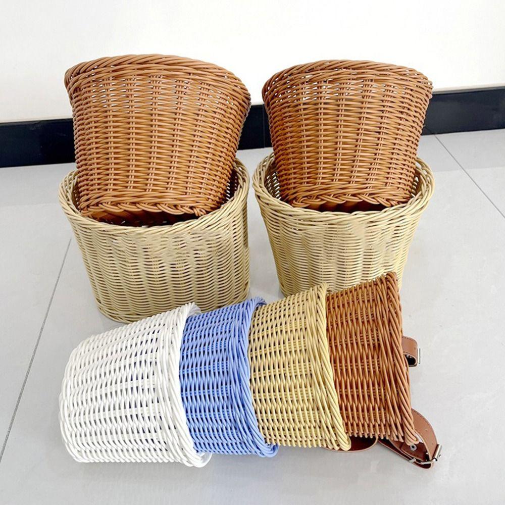 Plastic Front Handle Carrier Retro Woven Children's Bicycle Scooter Basket