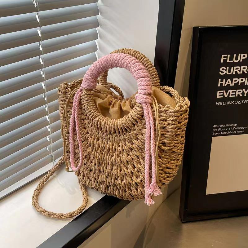 Straw Bag Fashion Women'S Bag One Shoulder Messenger Bag Women'S Portable Vegetable Basket Bag
