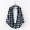 Camisa xadrez feminina blusa solta feminina blusas de manga comprida camisa casual feminina topos