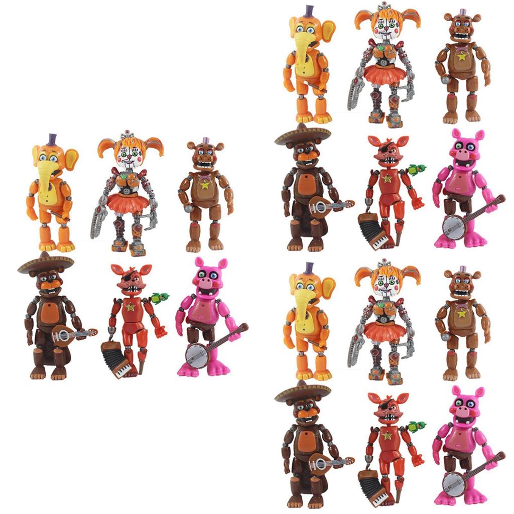 Sześcioczęściowy zestaw sześciu świecących figurek akcji Five Nights At Freddy's z ruchomymi stawami dla dzieci