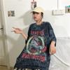 Dámske letné tričko s krátkym rukávom a potlačou písmen s okrúhlym výstrihom, voľný top s krátkym rukávom, streetwear tričko s batikovanou potlačou