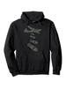 Casual F Bomber Hoodie - Black Pullover with Gray Bomber Graphic