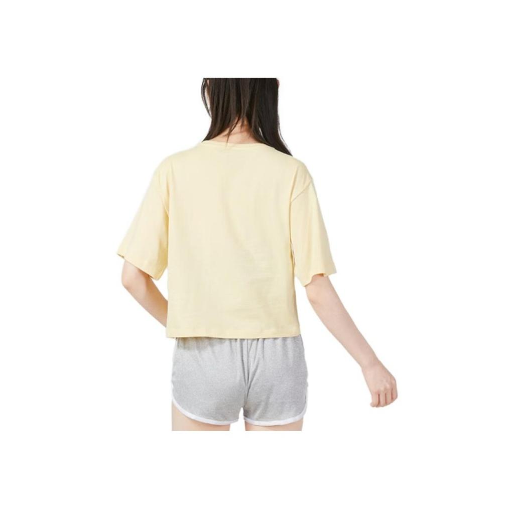 Puma Logo Print Round Neck Short Sleeve T-Shirt Women Tops Yellow 677133-42