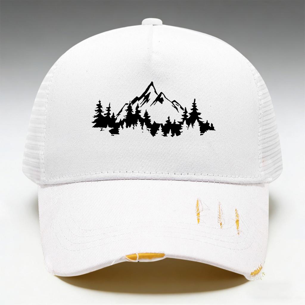 Unisex Adjustable Baseball Cap With 'Mountain' Pattern Print Design, Breathable Mesh Structure And Comfortable Fabric,Sports Hat