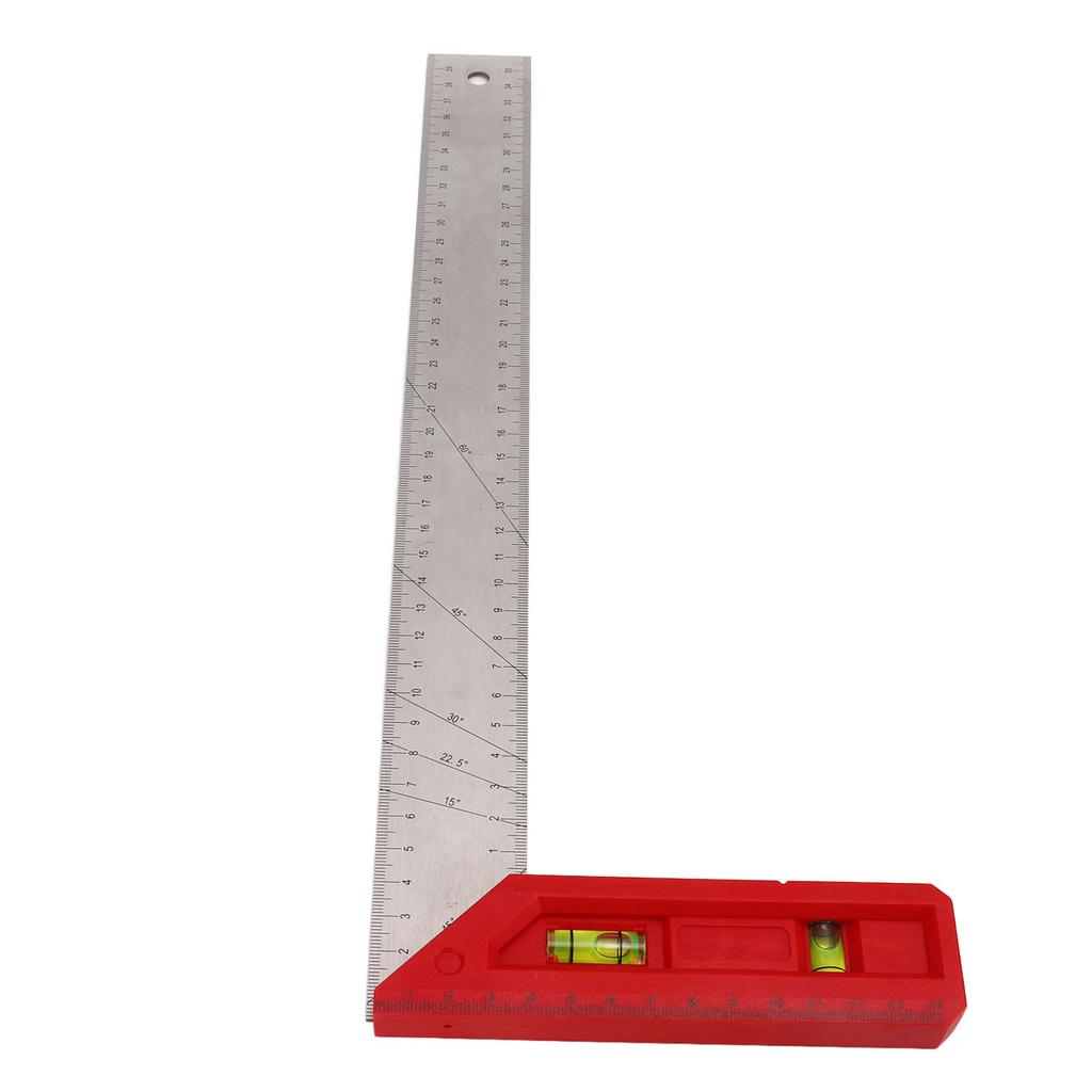 Woodworking Square Carpenter Professional Measurement Ruler 90 45 Degree with Level Bubble 40cm