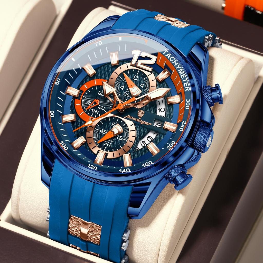 Luxury Military Men Watch Calendar Chronograph Waterproof Luminous Man Wristwatch Fashion Silicone Quartz Men's Watches