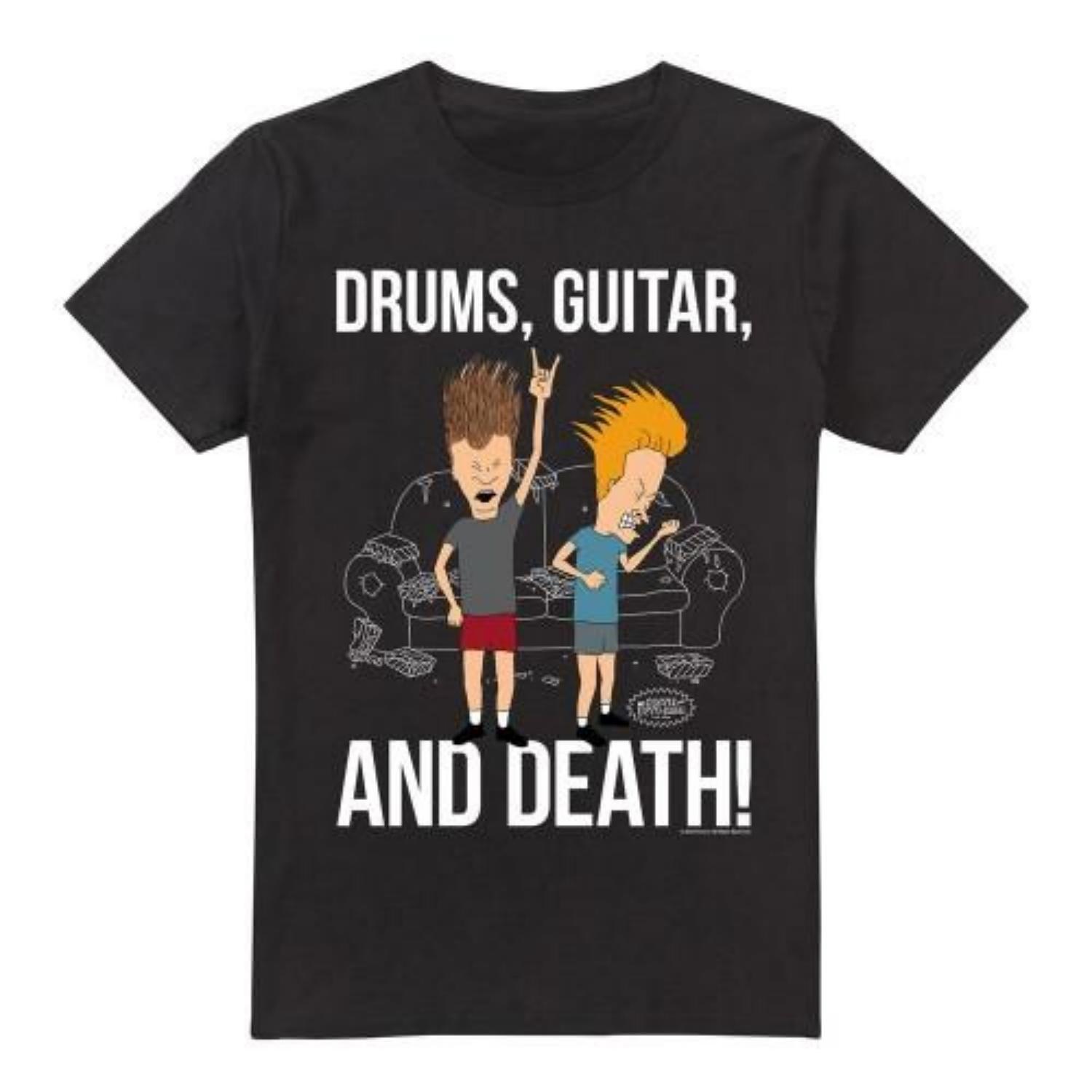 Beavis & Butthead Mens Drums Guitar & Death T-Shirt S