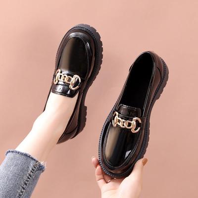 Sapatos Únicos Femininos Temporada Versátil Moda Uniforme Plataforma Retro Mocassins Estilo Britânico Pequenos Sapatos de Couro Femininos
