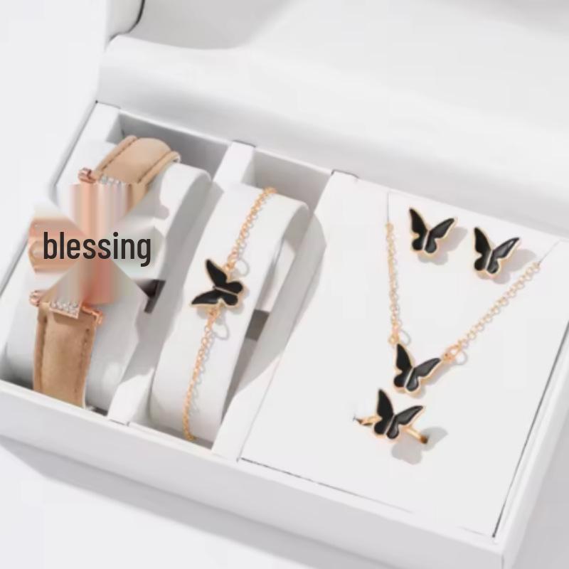 2024 TEUM Korean Style Leather Ladies Quartz Watch with Rhinestone Jewelry