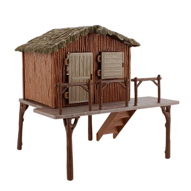 Miniature Tree House Ornament Plastic Tabletop Display Piece for Landscape Dioramas Shelf Styling and Scene Decors