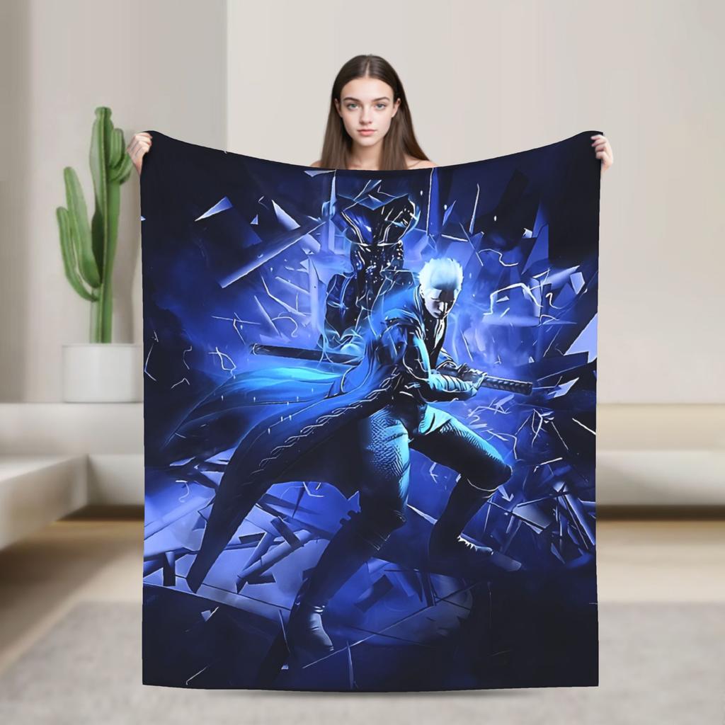 Devil May Cry 5 Dante Blanket  Airplane Travel Flannel Bedding Throws For Living Room Super Soft Design Quality Bedspread