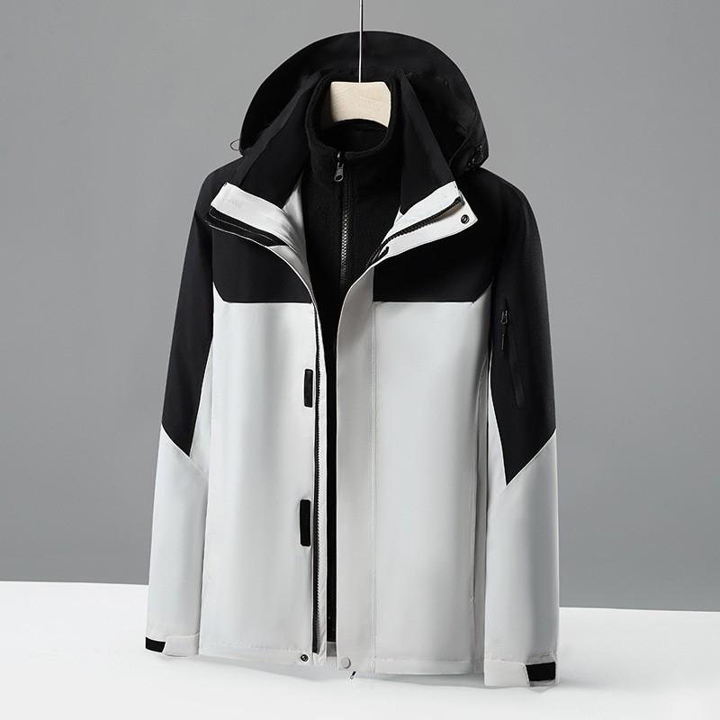 Mens Winter Waterproof Windproof 3-in-1 Fleece-Lined Outdoor Jacket With Detachable Hood Fur Trim