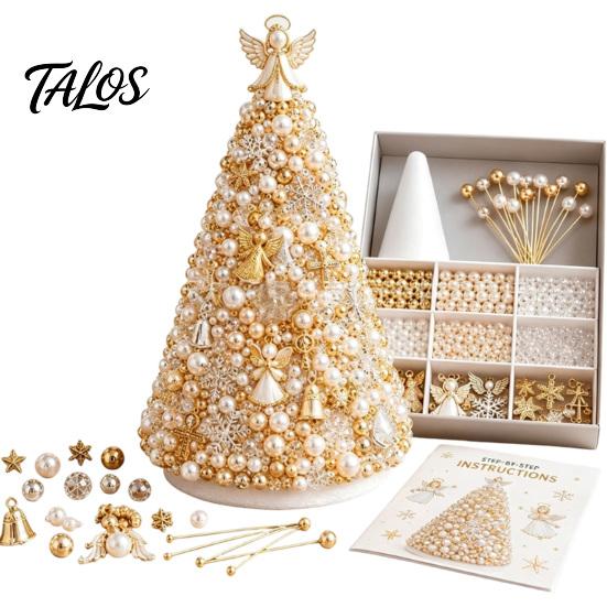 Bead Craft Kit for Christmas DIY Beaded Tree Adults, Kit, Ornament Crafting Set 3D Handmade Holiday Tabletop Mantel Decoration Desktop