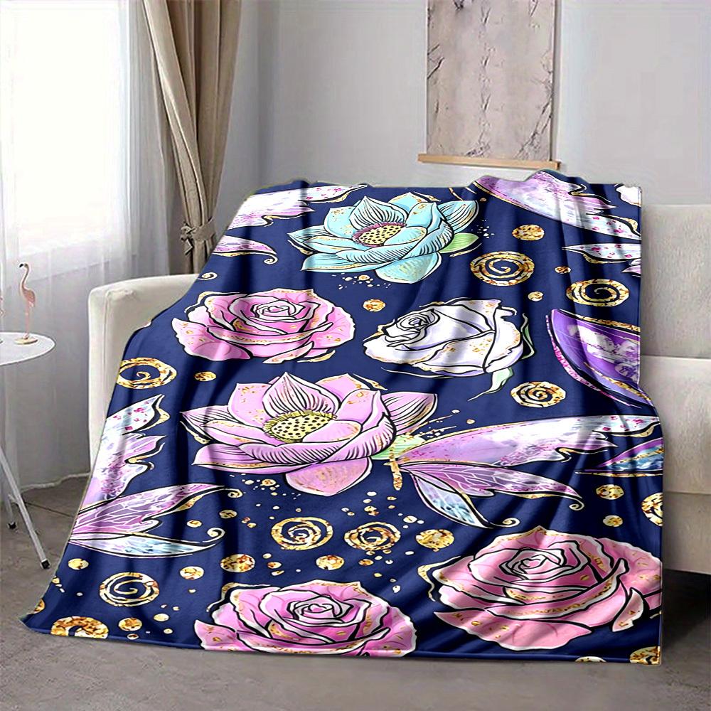 1 manta ligera de franela Floral Fantasy, manta cómoda y cálida, para oficina y camping, sofá cama, sala de estar115