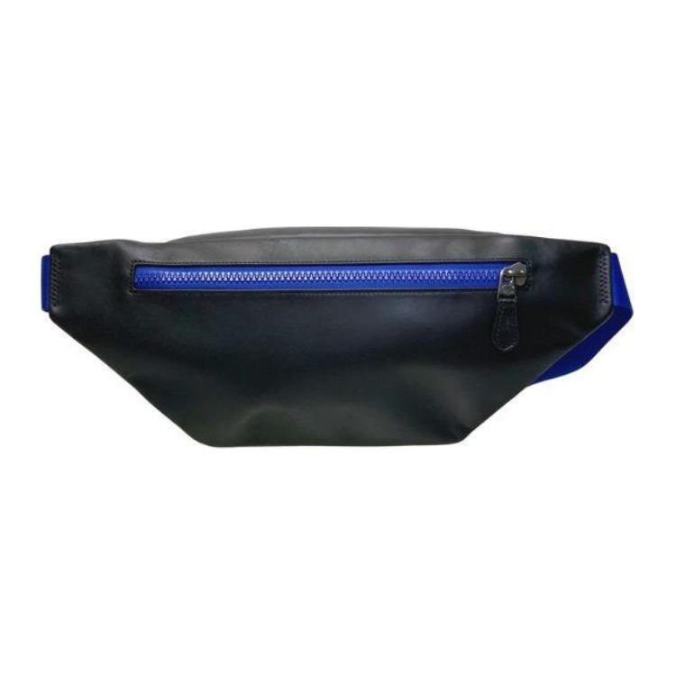 Coach Track 41 Zipper Closure Multi-Functional Pocket Leather Detail Shoulder Crossbody Chest Waist Bag Large Men bags Charcoal-Gray Blue CC019-QBPEM