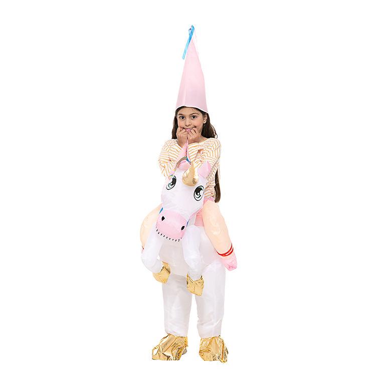 New Kids Colorful Unicorn Inflatable Costume Anime Suits Mascot Halloween Party Cosplay Costumes for Man Woman Boys Girls