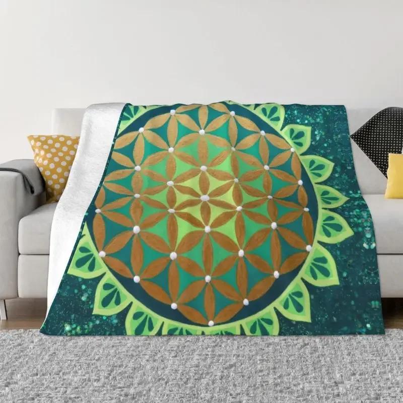 Flower Of Life Sacred Geometry Blanket Flannel Fleece Geometric Pattern Mandala Throw Blankets for Travel Bedding Couch Quilt