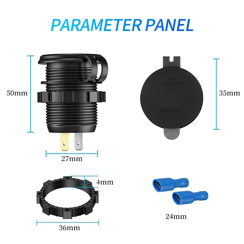 PD Type C/QC 3.0 USB Charger Socket Power Outlet Adapter 5V Waterproof Dual USB Ports Fast Charge for Smartphone Car Boat Marine