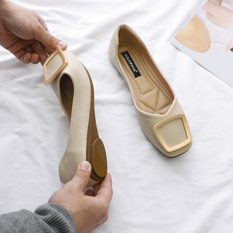 Single Shoe Girl 2025 New Spring Fairy Style French Soft-soled Flat-soled Autumn Shoes Light Mouth Versatile Soft Leather Doudou Shoes