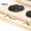 Houten Papegaai Zitstok 1 Set Voederplateau, Vogelkooi met 2 Afneembare Roestvrij Stalen Kooi Bakjes, Houten Stok, Spiegel, Accessoires Parkieten