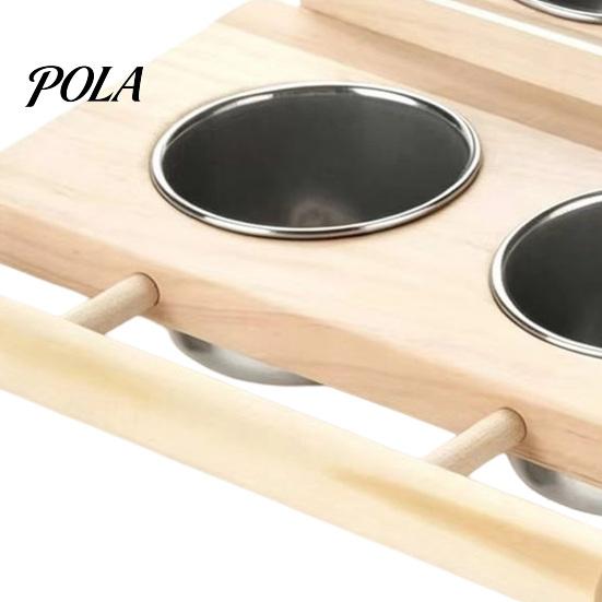 Houten Papegaai Zitstok 1 Set Voederplateau, Vogelkooi met 2 Afneembare Roestvrij Stalen Kooi Bakjes, Houten Stok, Spiegel, Accessoires Parkieten