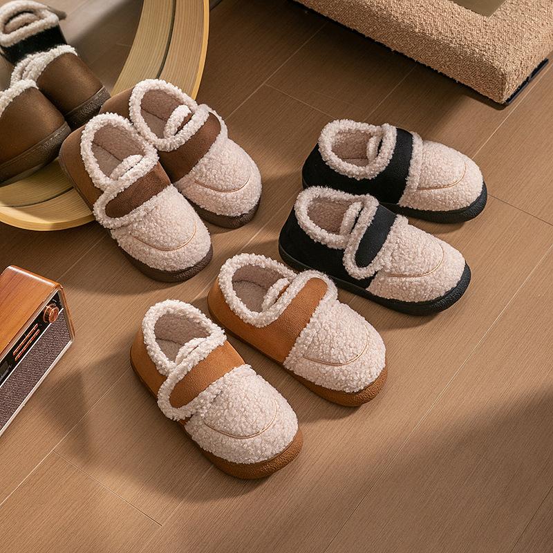 Heel cotton slippers autumn and winter warm plush soft cotton slippers couple home indoor shoes