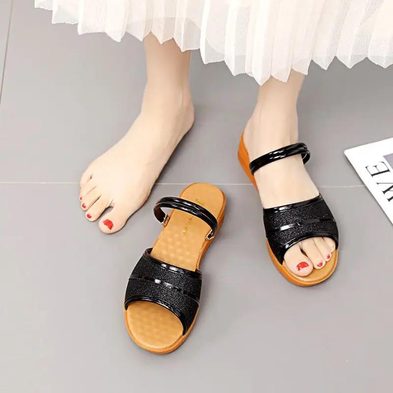 Fashion Woman Shoes Wedges Heel Open Toe Sandals for Women Wholesale Vintage Casual Original Comfortable and Elegant Low Price Footwear