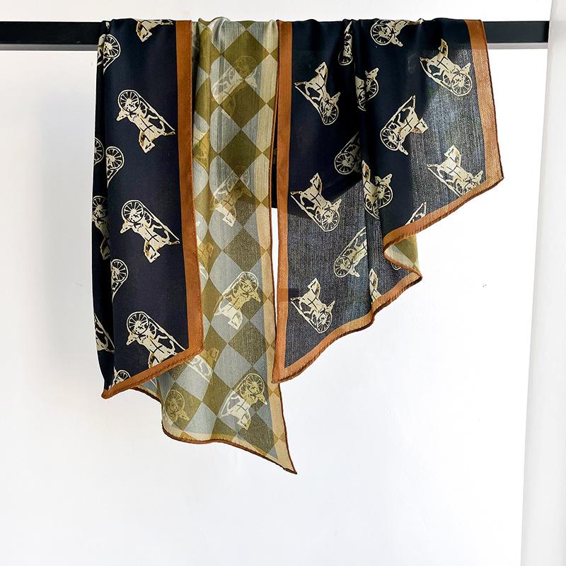 

Новый корейский клетчатый шарф высокого класса и простой универсальный модный полосатый шарф для нескольких случаев, профессиональный шарф весна и осень лето женский 44*152cm