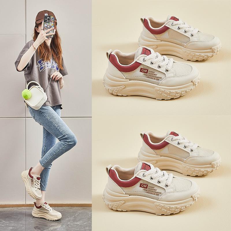 Women Vulcanized Shoes Korean Style New Dad Shoes Women Summer Student Running Sports and Leisure Mesh Breathable Shoes