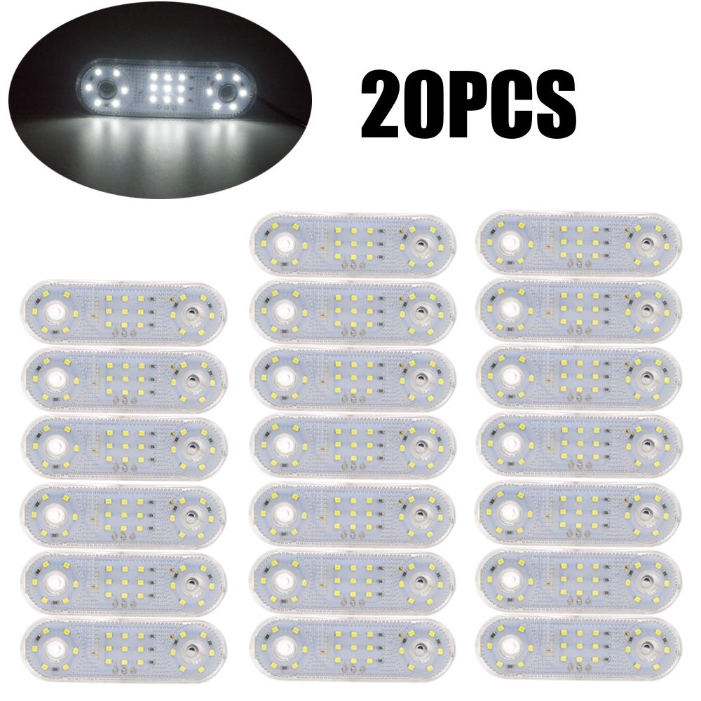 

20 шт. боковые габаритные огни для грузовиков 12-24 В 21 светодиодный боковой фонарь для прицепа, светодиодная лампа для заднего сигнала прицепа белый