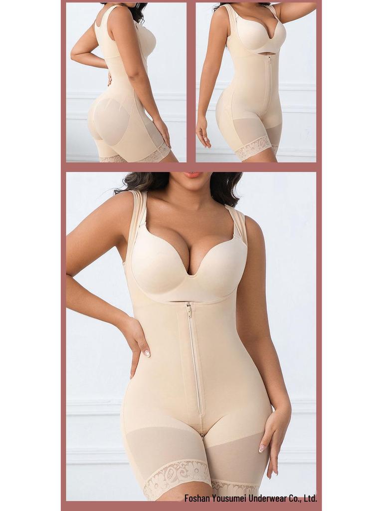 Plus Size Tummy Control Push-Up One-Piece Bodysuit with Waist Cincher & Hip Lift