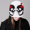 Knit Double Skull Beanie Hat for Students Adult Windproof Foldable Winter Hat Handmade Halloween Keep Warm Cycling Hat