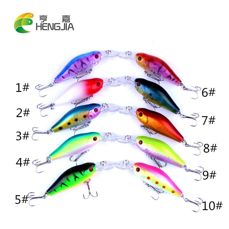 10PC HENGJIA 8g Minnow Crankbaits 3D Eyes Plastic Wobbler Fishing Tackle Equipment