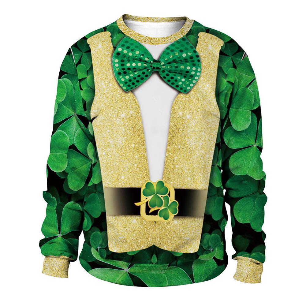 2026 Spring St. Patrick's Day Digital Print Round Neck Long Sleeve Couple Hoodie