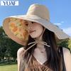 Sun Hat Women's Summer Big Brim Double-sided Bucket Hat Showing Face Small Hat Sun Protection and UV Protection Sun Hat