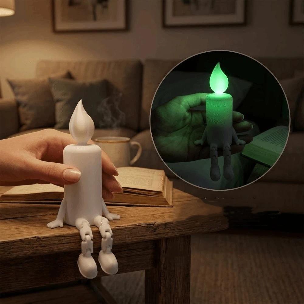 3D Printed Glowing Candle Figurine Glow-in-the-Dark Simulation Candle Desktop Ornament Novelty Articulated Joints