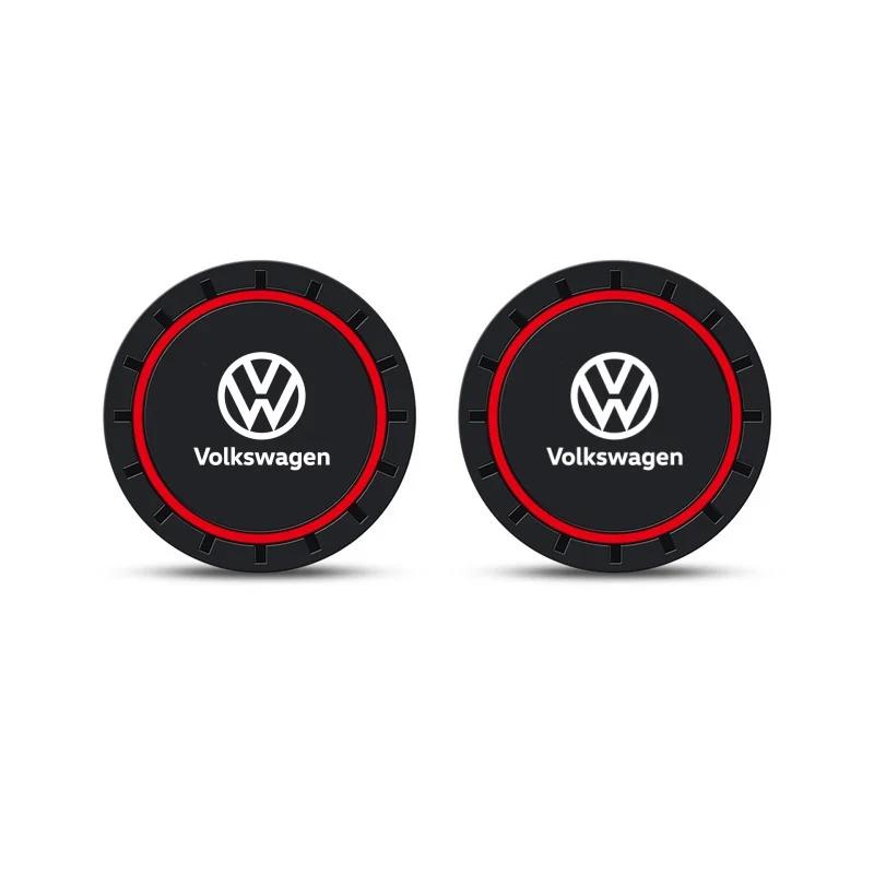 

2026 Hot For Volkswagen VW New 2pcs Car Coaster Mats Water Cup Non-slip Pads For Volkswagen GOLF 5 Tiguan Polo Golf 6 Golf 7 Jet