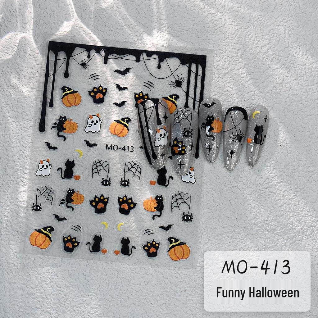 Kou Yan Halloween Cartoon Series Nail Art Stickers – Cute Ghost & Spider Embossed Designs
