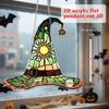 Witch Hat Stained Glass Suncatcher Window Hanging Decoration Halloween Gothic Glass Ornament for Window Home Kitchen