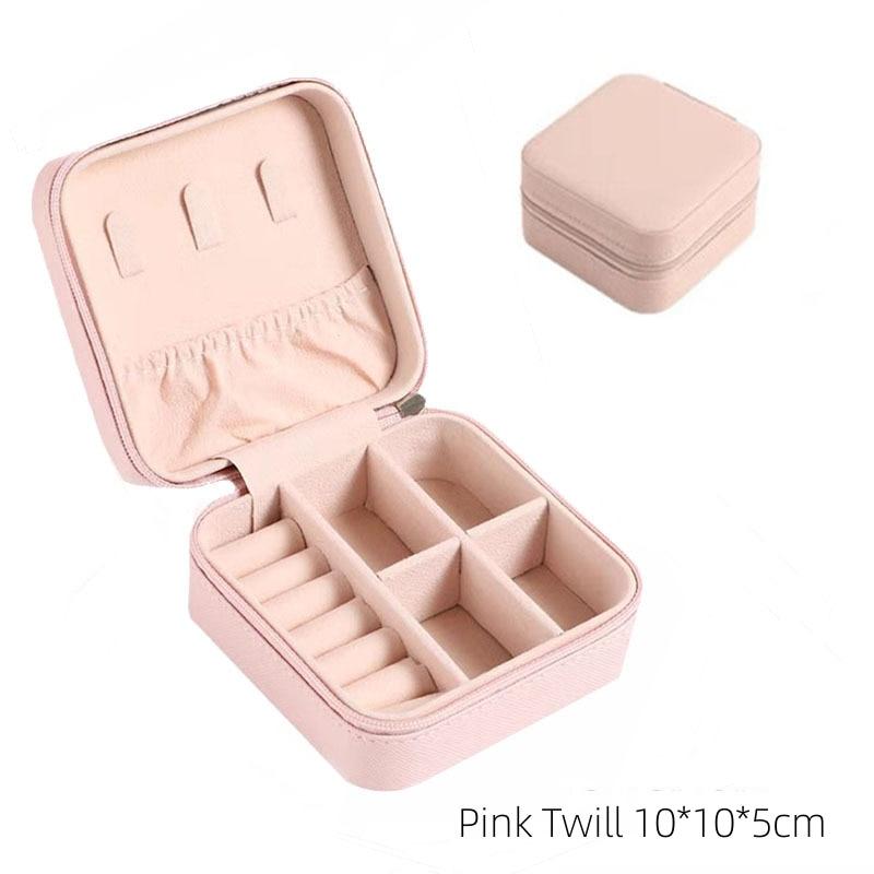 

Double Storage Box Ring Earrings Organization Small Fine Grid Pattern Palm Zipper Bag Large Flap Leather Double Box