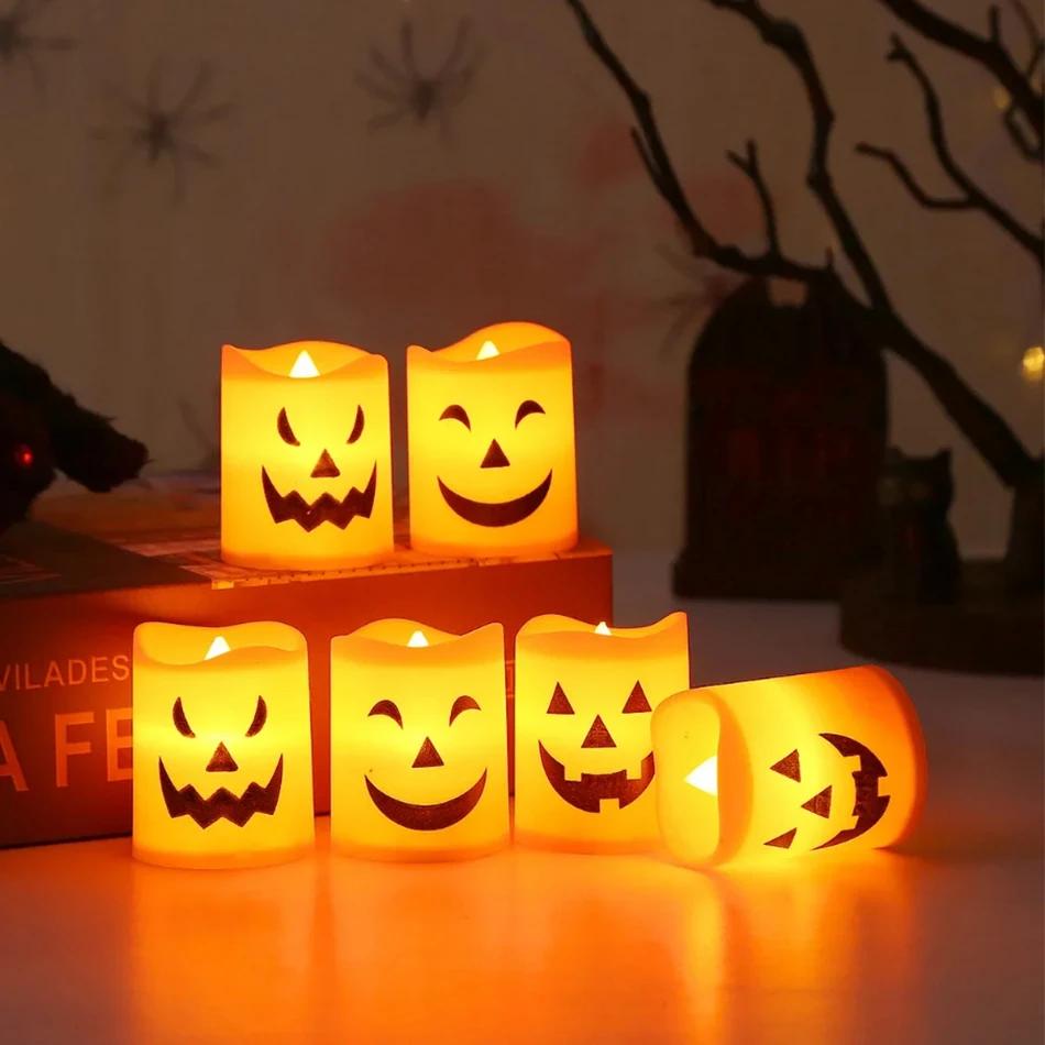 Halloween Kürbis Laterne Kerzenlicht Schädel Geistergesicht Lampe Kinder Geschenk Für Schlafzimmer Gartenparty Dekoration Atmosphärenlicht